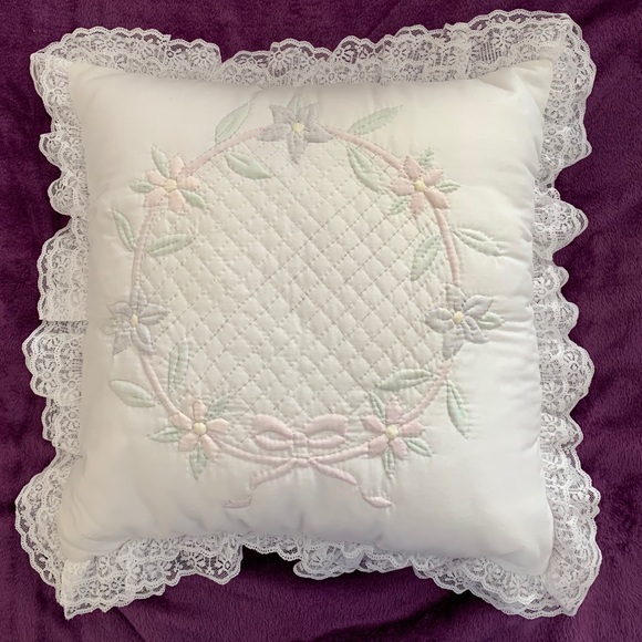 Accents Decorative Pillow With Lace 18 X 18 White Poshmark